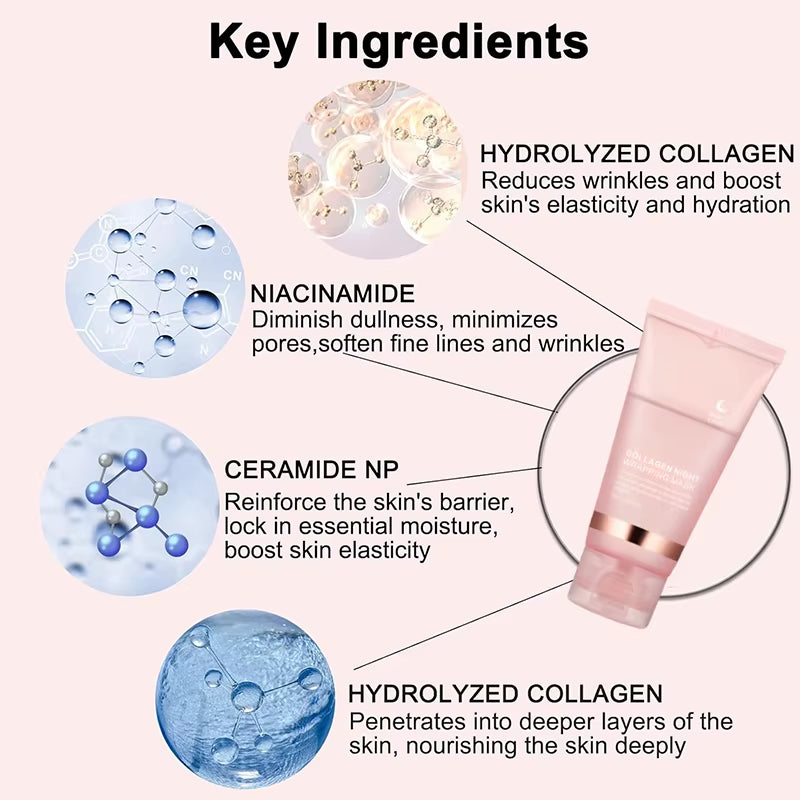 5PC Korean Collagen Wrapping Peel off Facial Mask Elasticity Hydration Reduces Sagging Dullness Hydrolyzed Collagen Skin Care